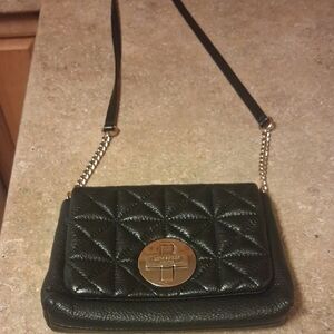 Kate Spade Black Quilted Crossbody Bag with Gold Chain